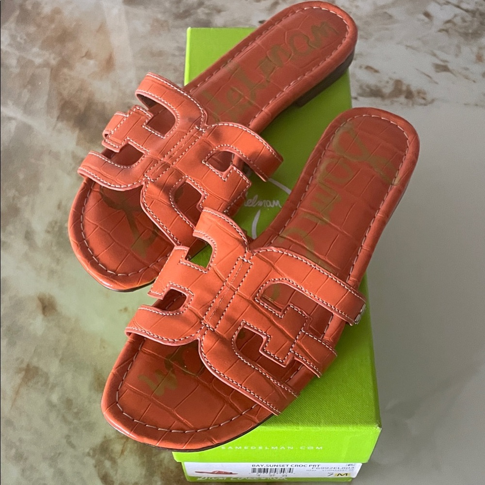 Sam Edelman Vibrant Orange Slide Sandals